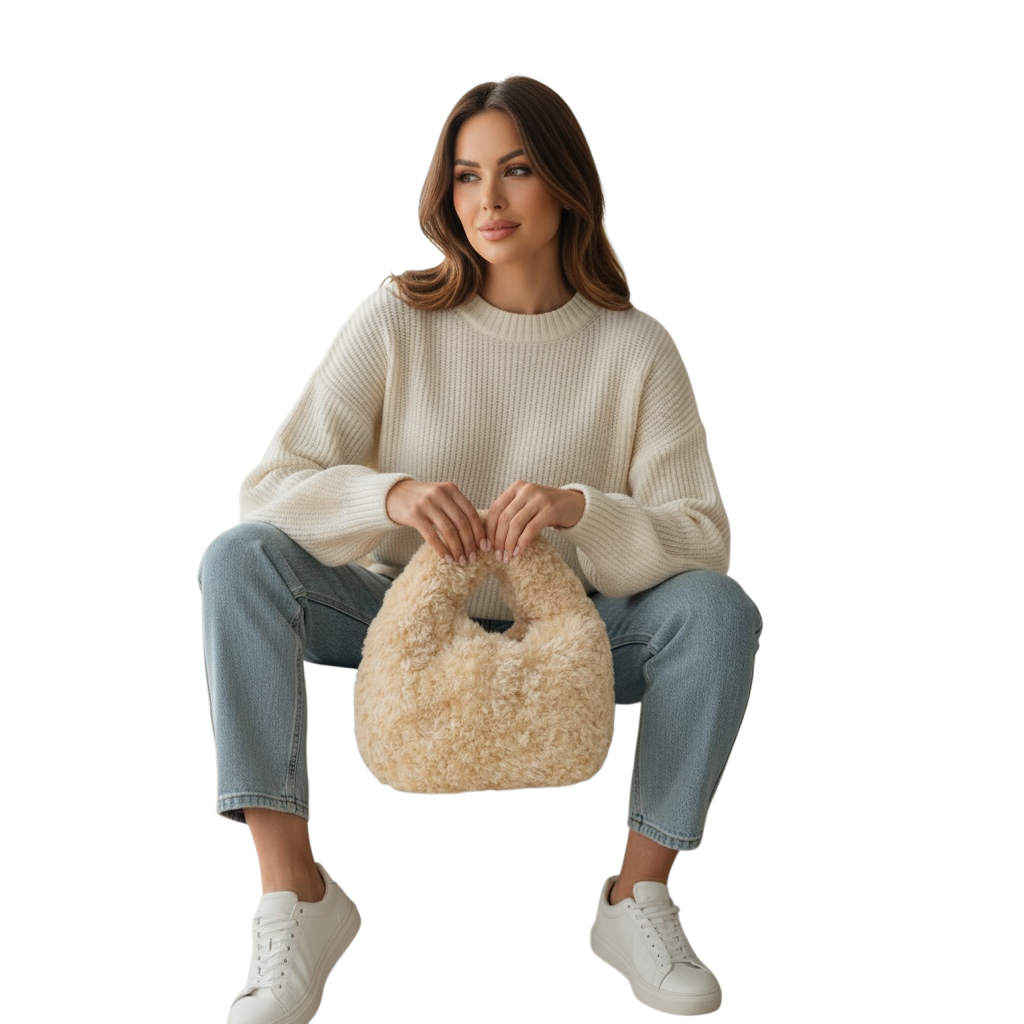 Petra Soft Touch Crochet Bag – Natural Beige - Image 3