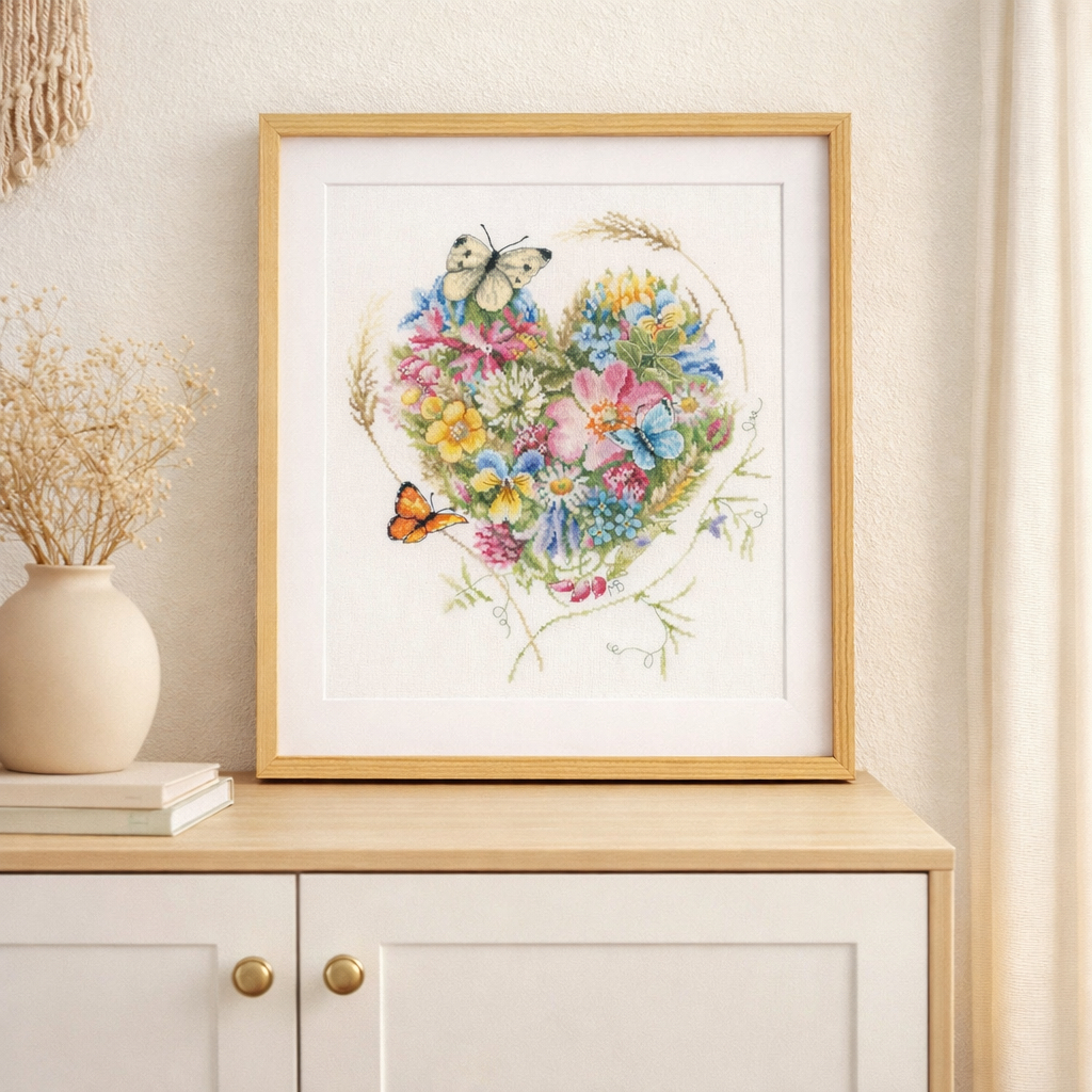 Butterfly Garden Heart – Cross Stitch Pattern (PDF)