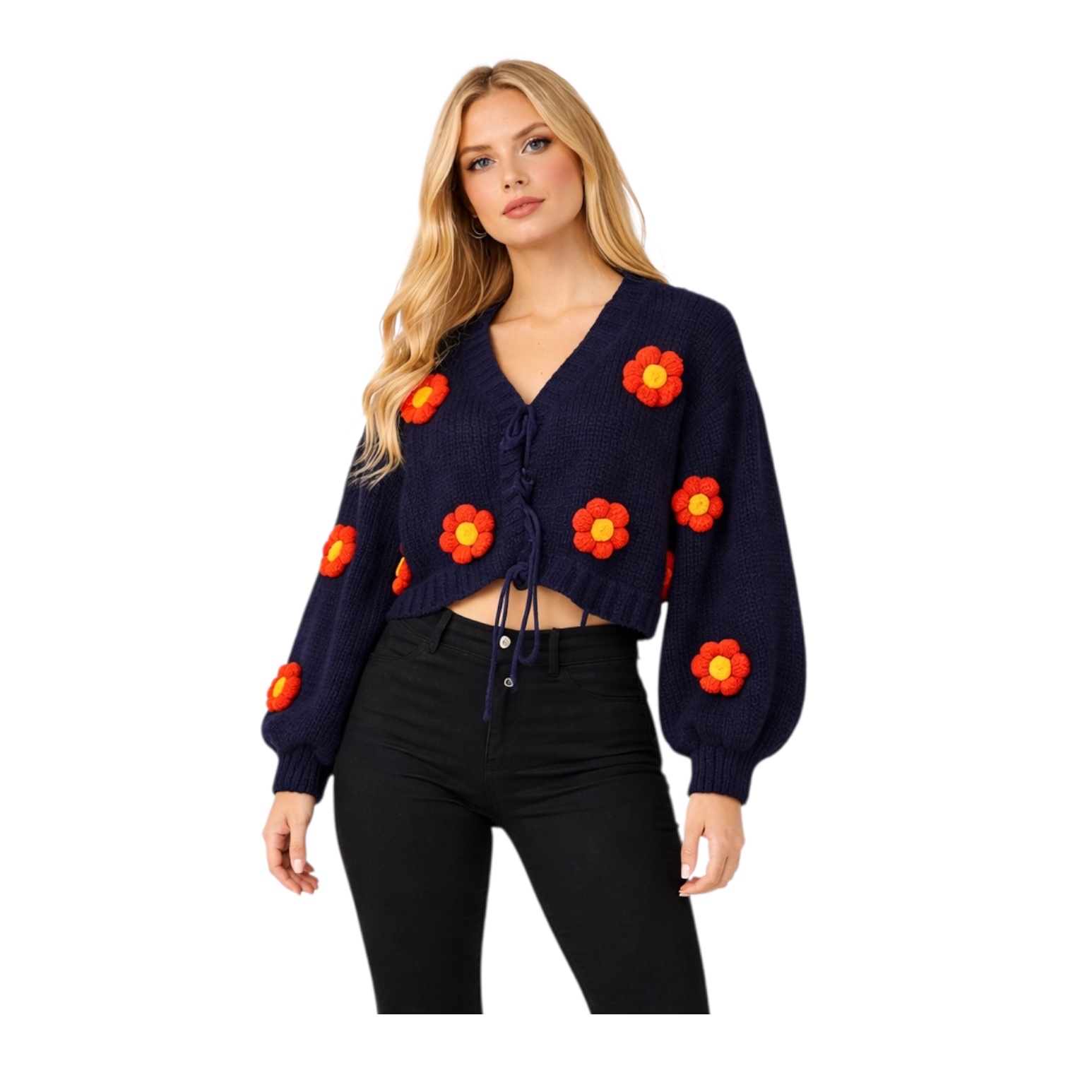 Midnight Bloom Crochet Cardigan - Image 3