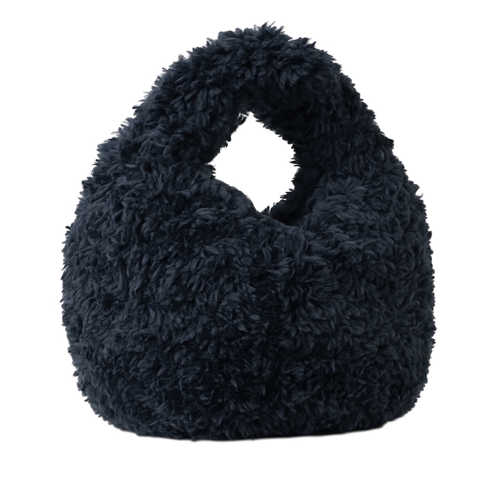 Petra Cozy Plush Crochet Bag – Midnight Blue - Image 2