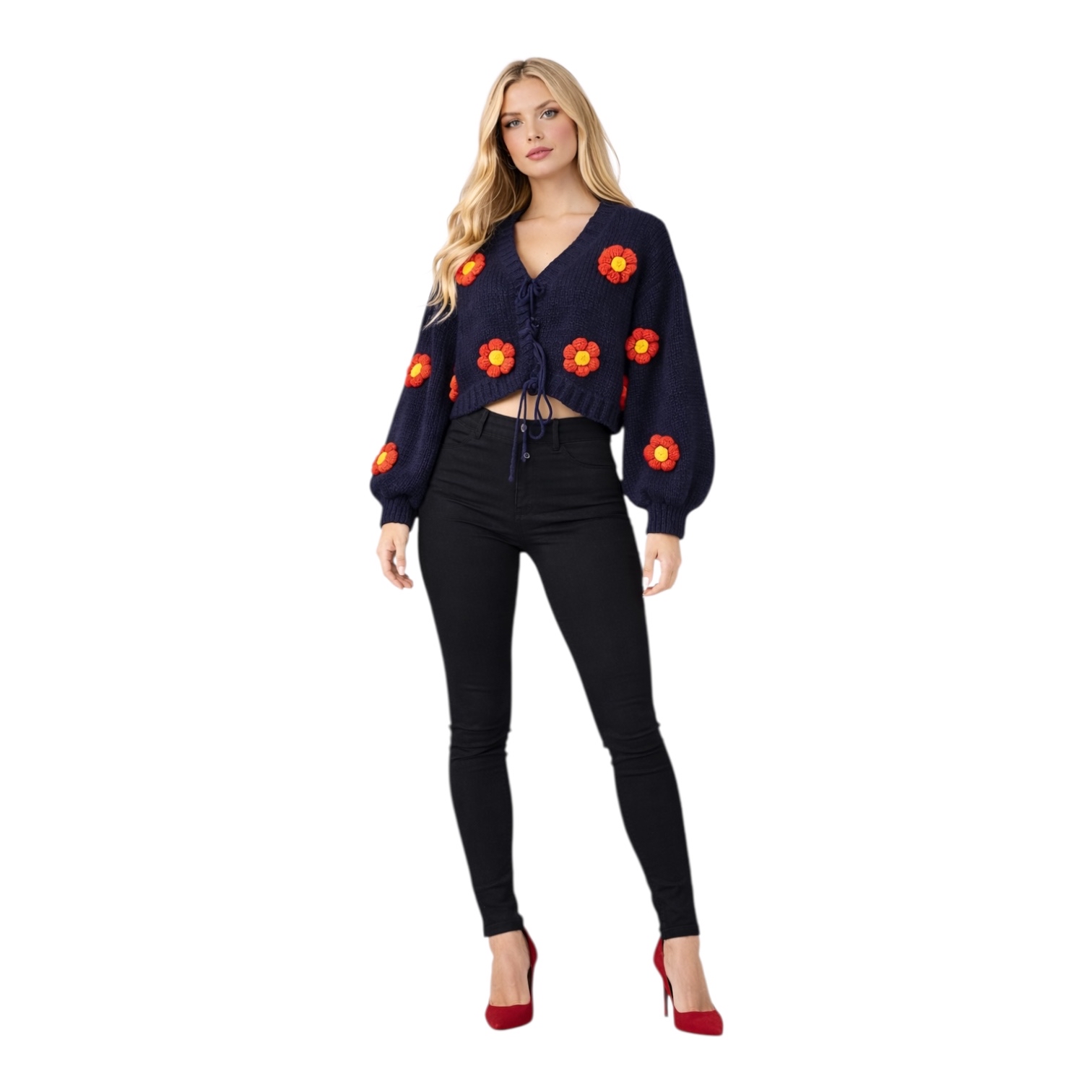 Midnight Bloom Crochet Cardigan - Image 2