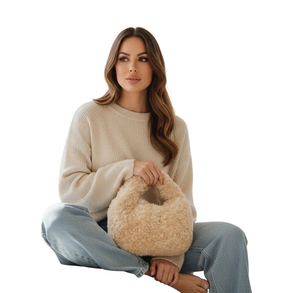 Petra Soft Touch Crochet Bag – Natural Beige