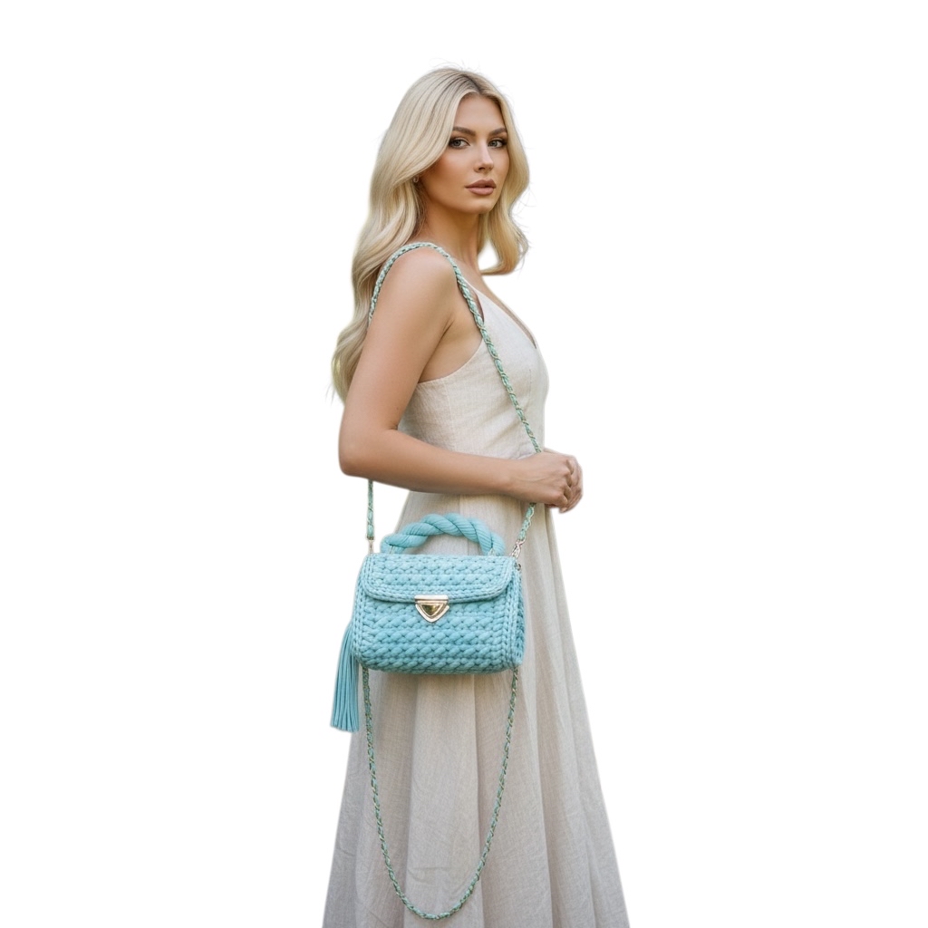 Petra Mini Crochet Bag – Turquoise Breeze - Image 3