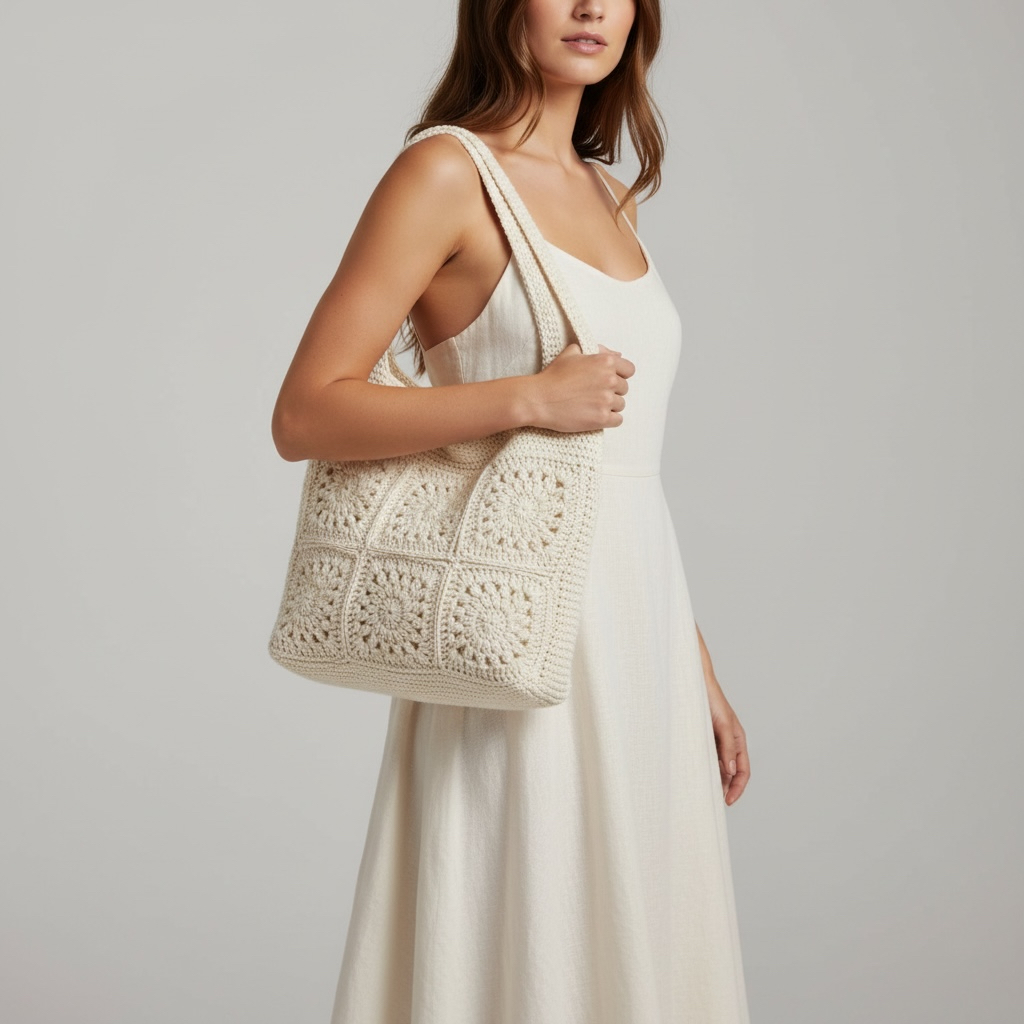 Petra Ivory Crochet Tote - Image 4