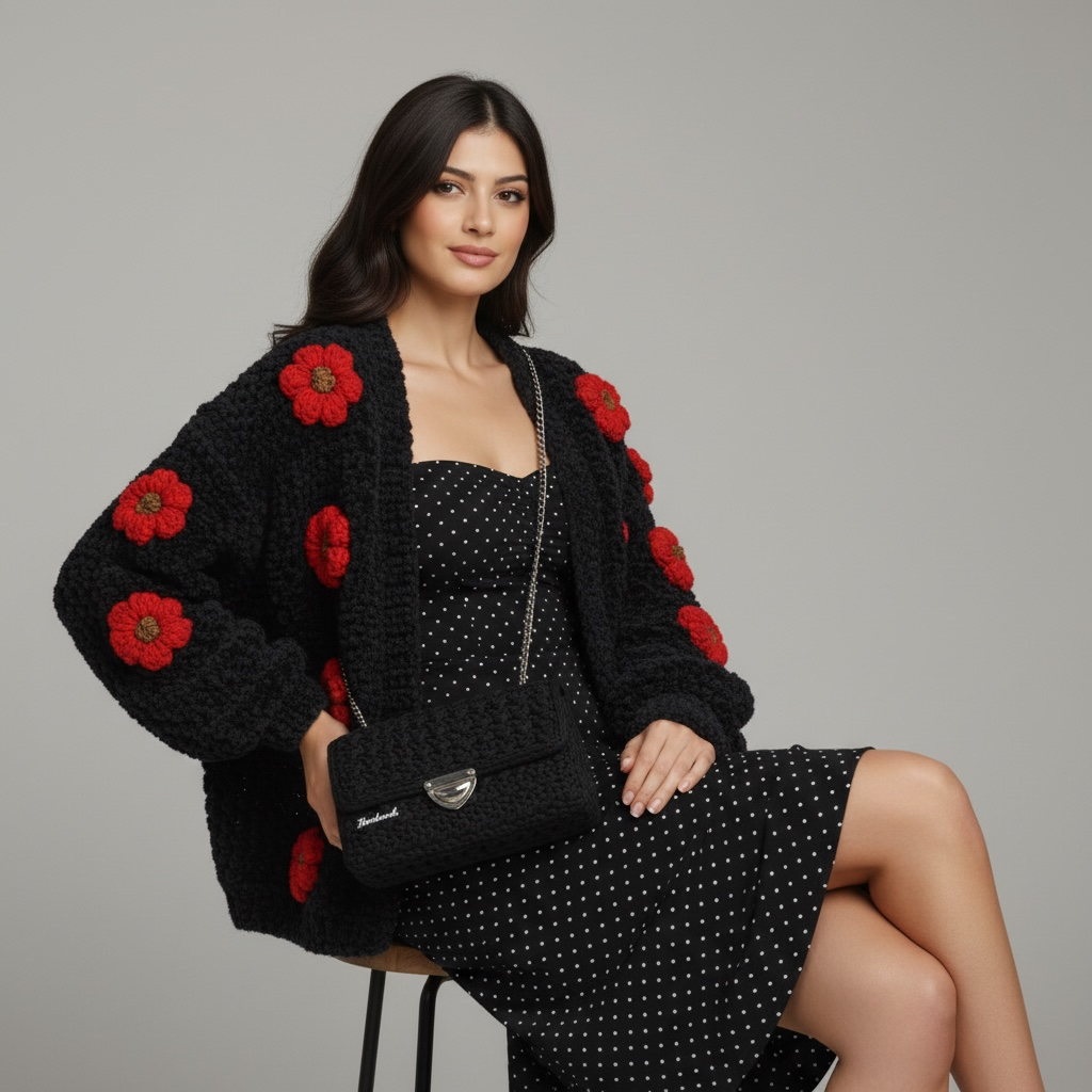 Midnight Bloom Velvet Cardigan