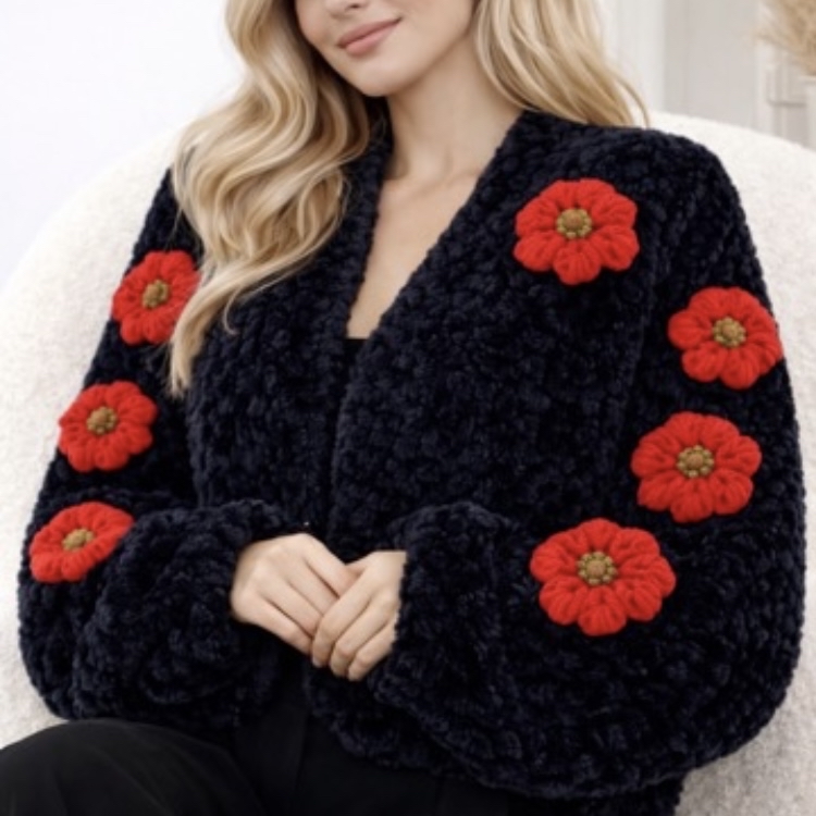 Midnight Bloom Velvet Cardigan - Image 5