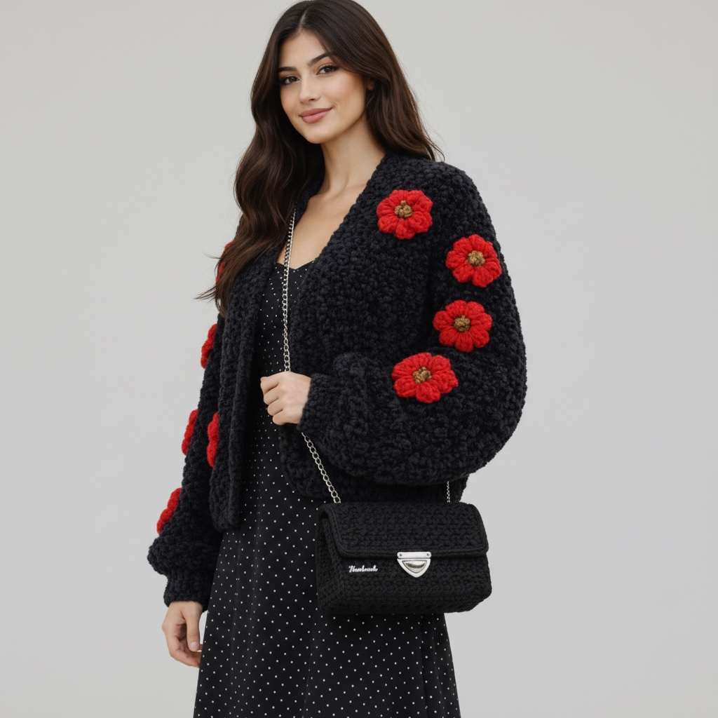 Midnight Bloom Velvet Cardigan - Image 4