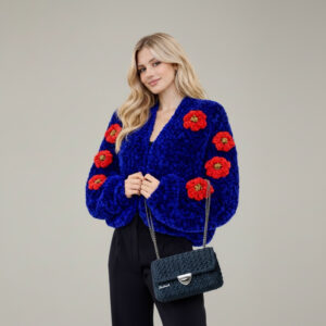 Royal Bloom Velvet Cardigan