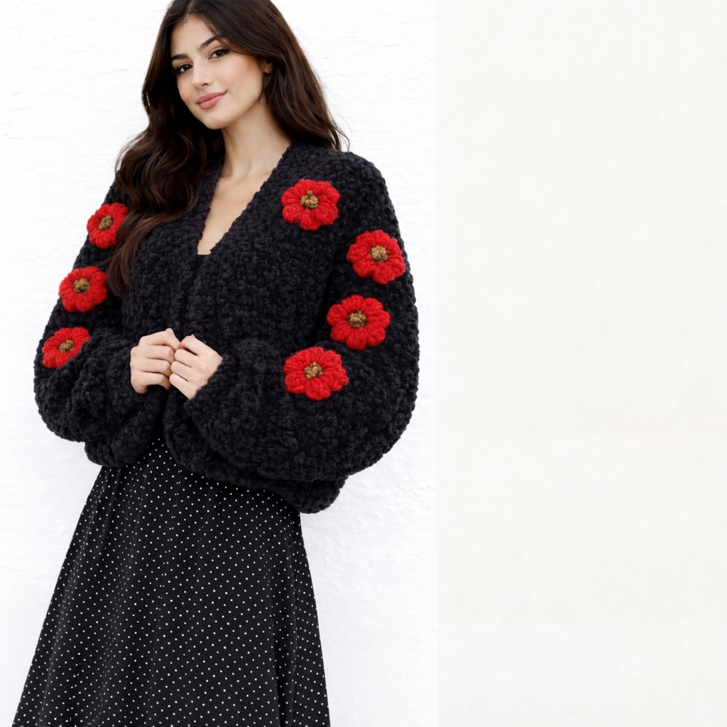 Midnight Bloom Velvet Cardigan - Image 2