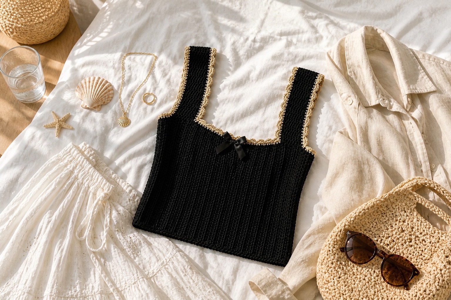 Black & Gold Crochet Top - Image 2