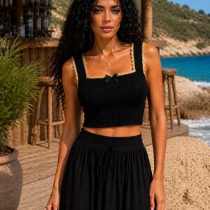 Black & Gold Crochet Top
