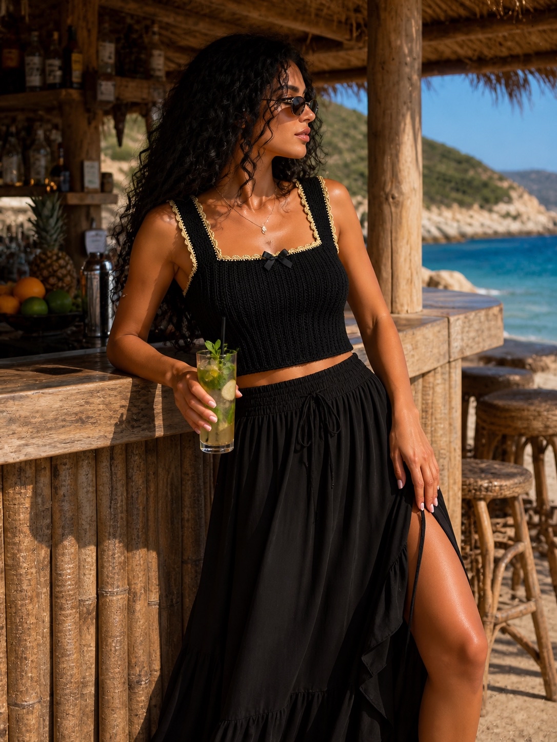 Black & Gold Crochet Top - Image 3