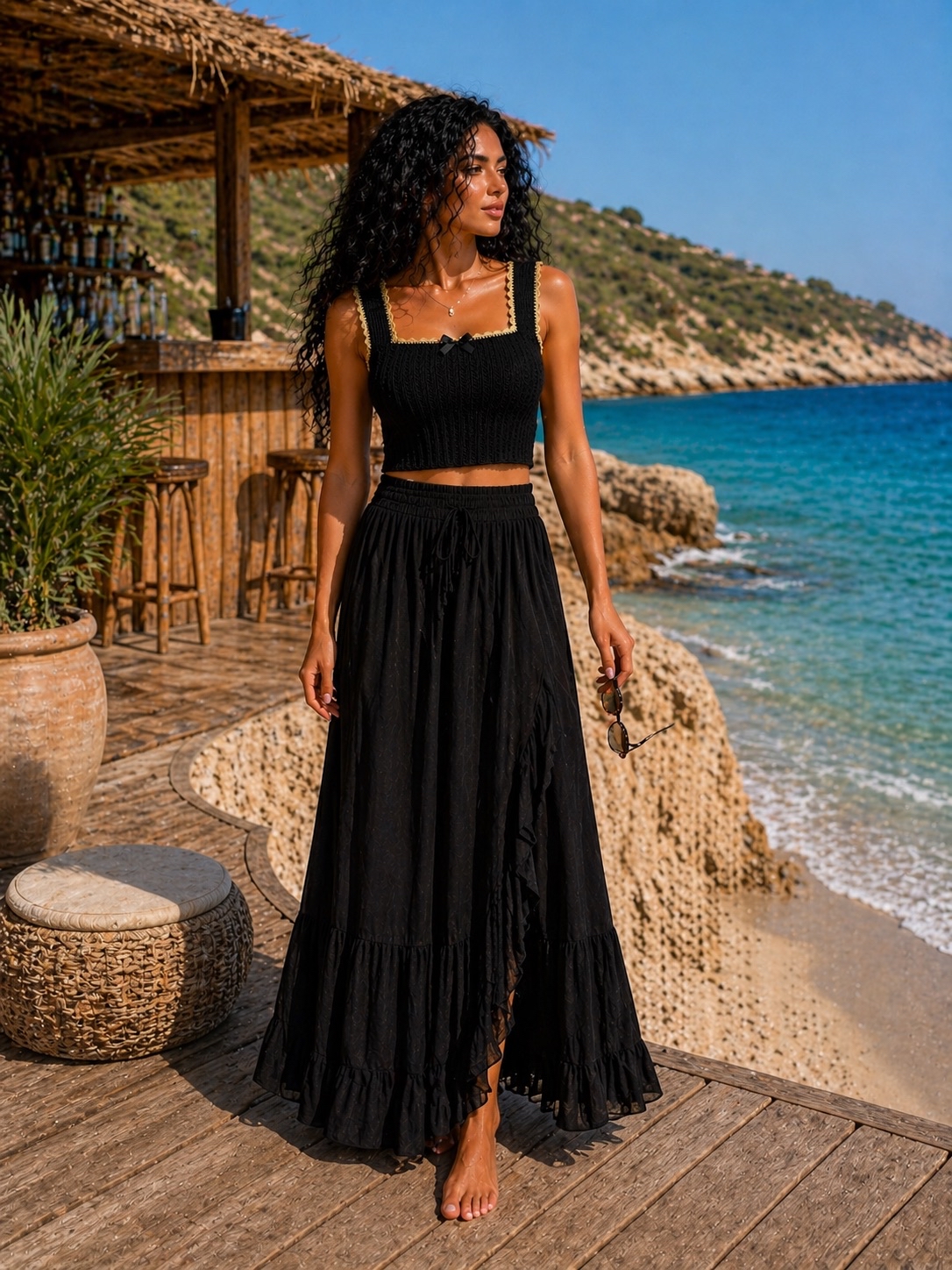 Black & Gold Crochet Top - Image 7