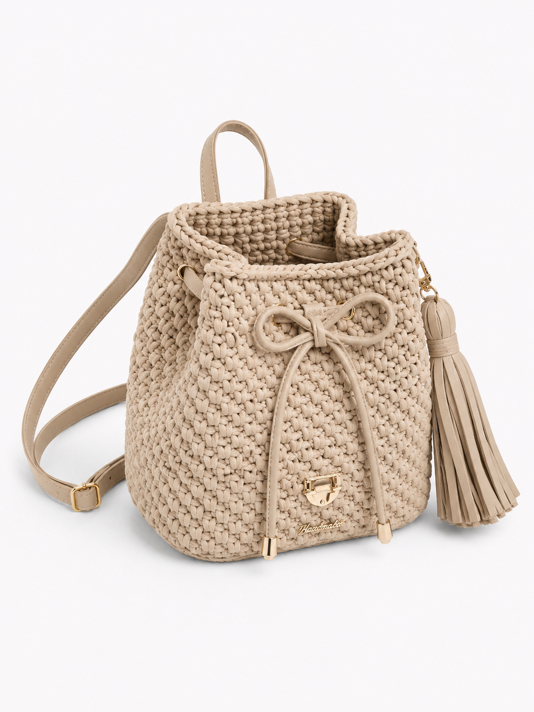 Luna Crochet Backpack – Beige Edition - Image 3