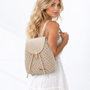 Luna Crochet Backpack – Beige Edition