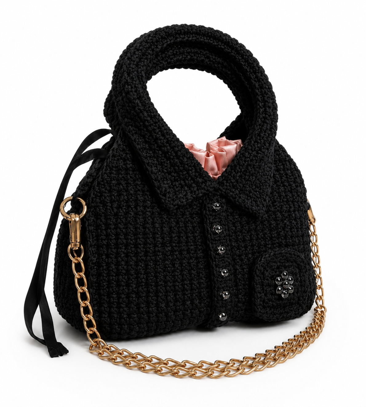 La Chemise Macramé Bag – Midnight Black - Image 6