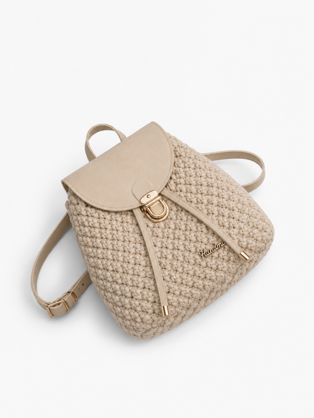 Luna Crochet Backpack – Beige Edition - Image 4